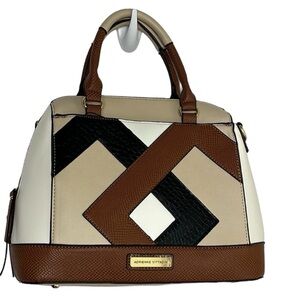 NEW NWT ADRIENNE VITADINNI Dome Satchel Manchester Collection neutral colors